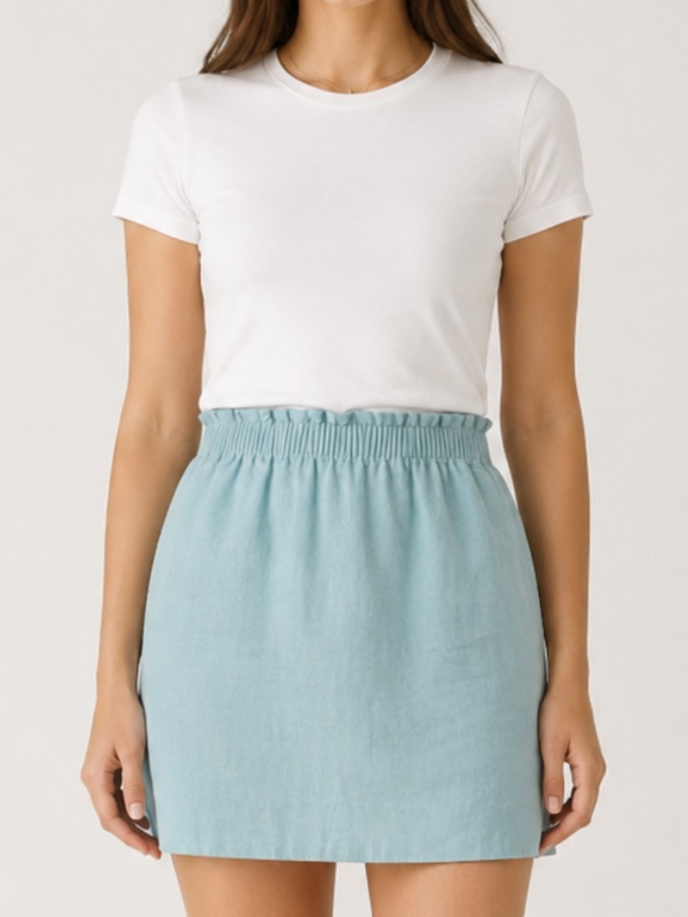 NWT J Crew Women’s Aqua Scrunch Waist Pull On Linen Skirt Size 4